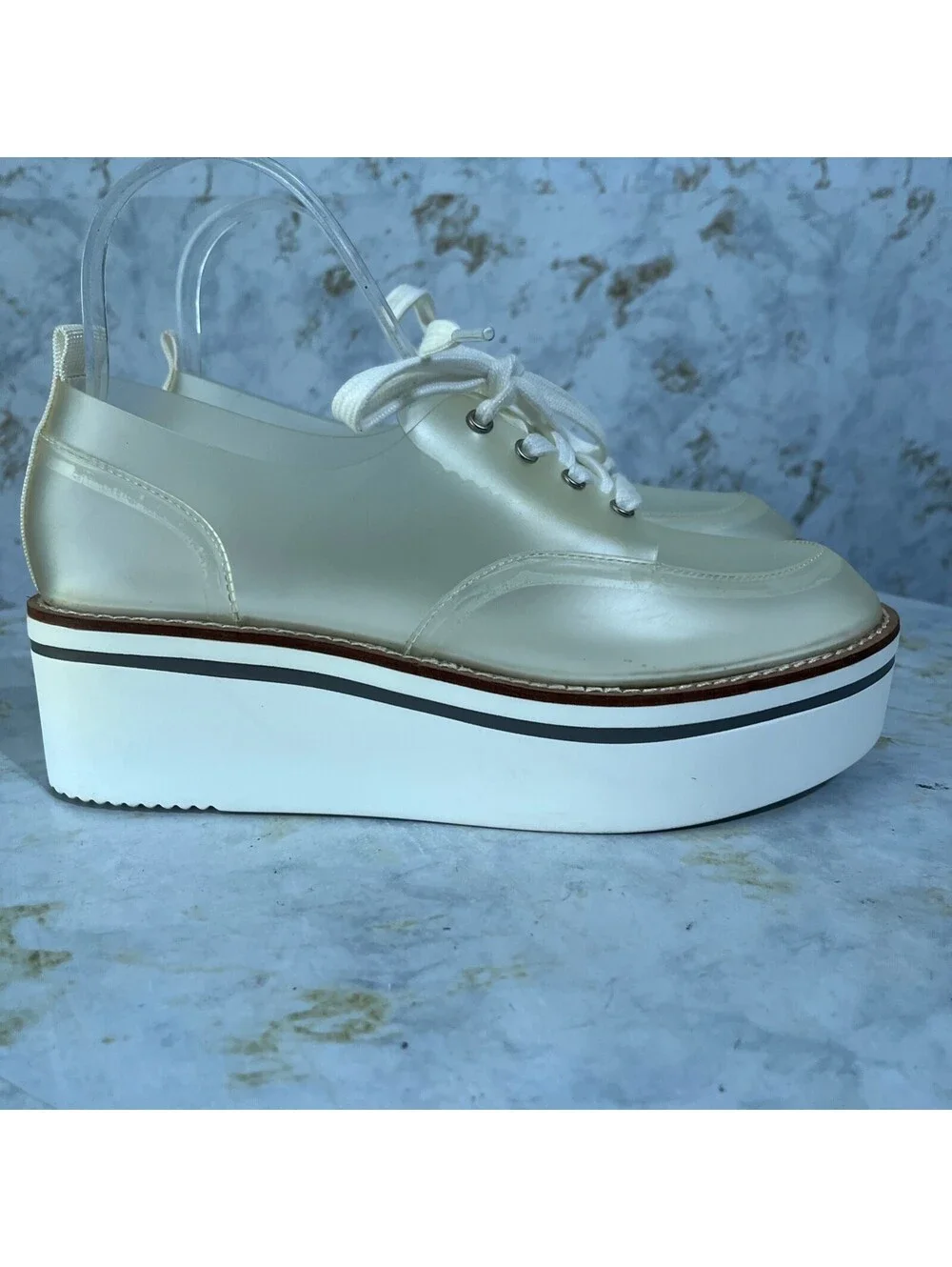 Jessica Simpson Women's Size 9M Shoes Clear White Foggy Comfort Platform Oxfords
